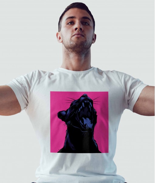 Мъжка тениска с щампа Арт Screaming cat - TShirtArtShop.com